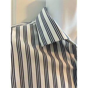 J. Crew White and Blue Striped Dress Shirt. Size Large. Neck 16-16.5.
